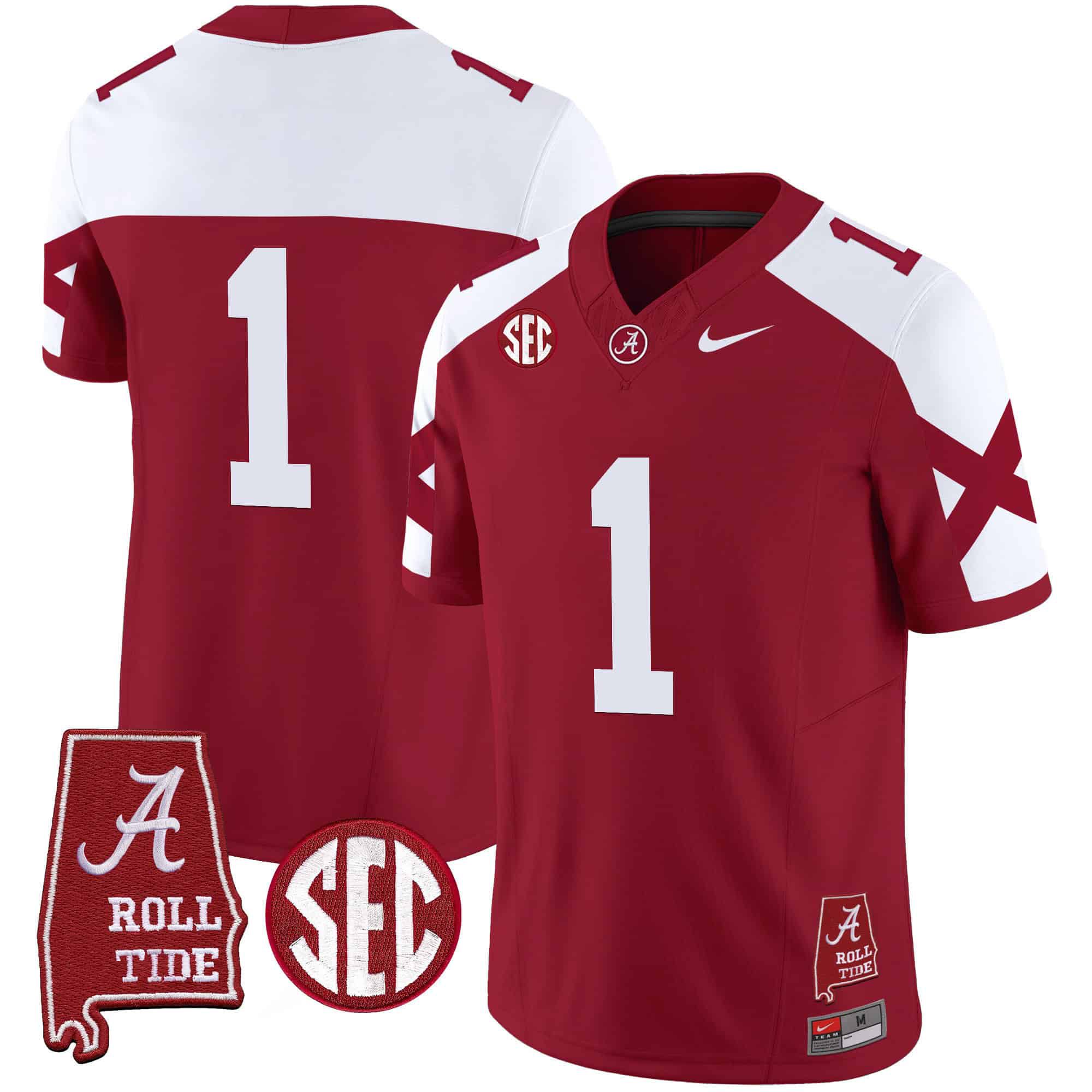 Men Alabama Crimson Tide #1 No Name Red Map Vapor Limited 2024 Nike NCAA Jersey style 1->indianapolis colts->NFL Jersey